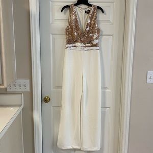Women’s Rose Gold and White Sequin Jumpsuit